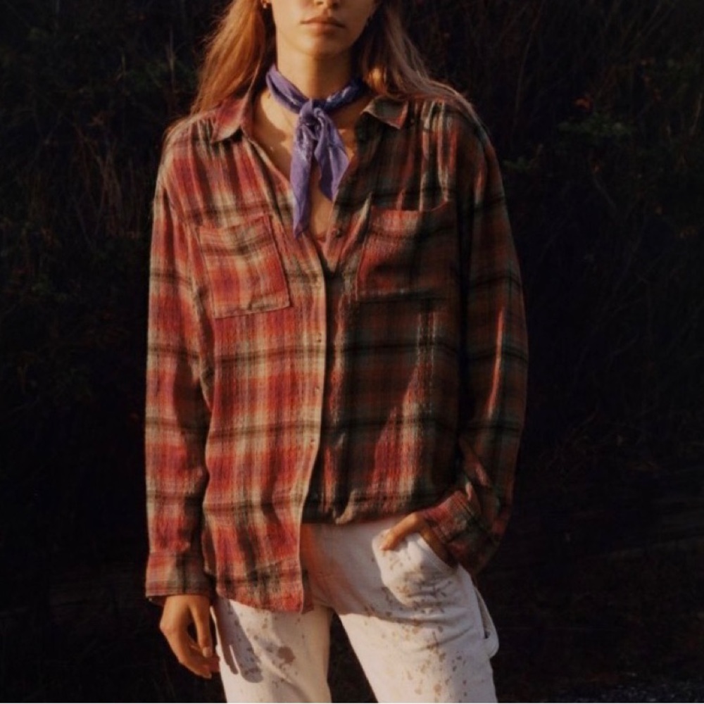 Anthropologie Pilcro Seamed Tunic Buttondown Blouse Small NWT